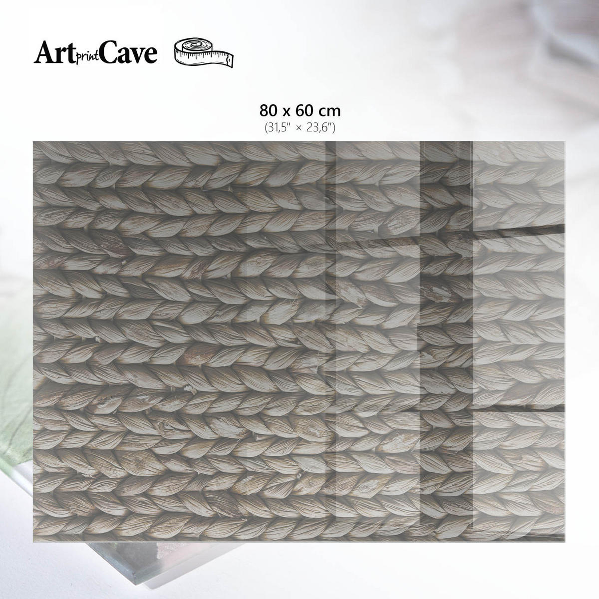 GLASPLATTE 80x60 cm – Rustikale Textur - Grau, Glas (0.4/80/60cm) - ArtPrintCave