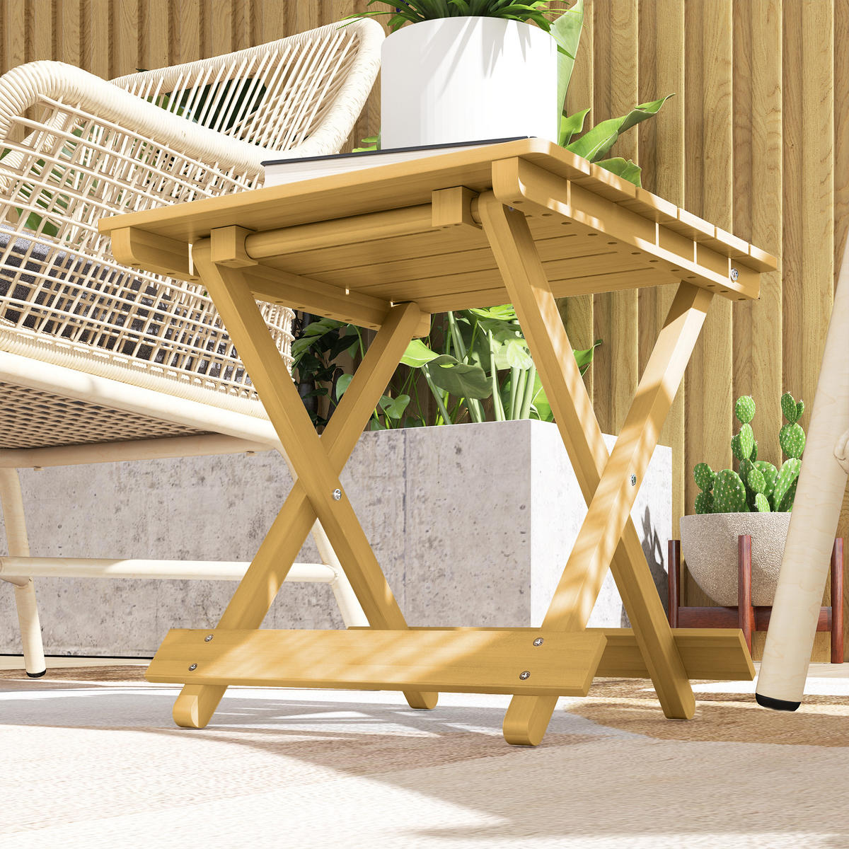GARTENBEISTELLTISCH DE-14153 klappbar, Massivholz-Lattenrost, 40x43x40 cm Natur - Naturfarben, Holz (43/40/40cm) - ComfortXL