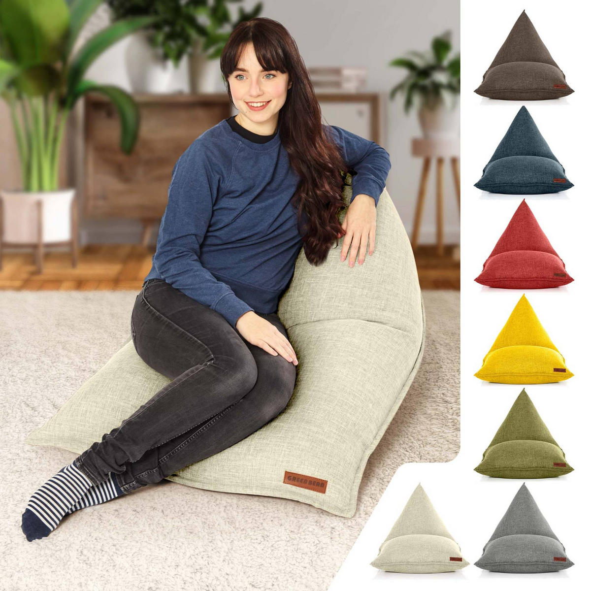 SITZSACK XXL Indoor 150x100x100cm - Beige, Textil (100/100/150cm) - Green Bean