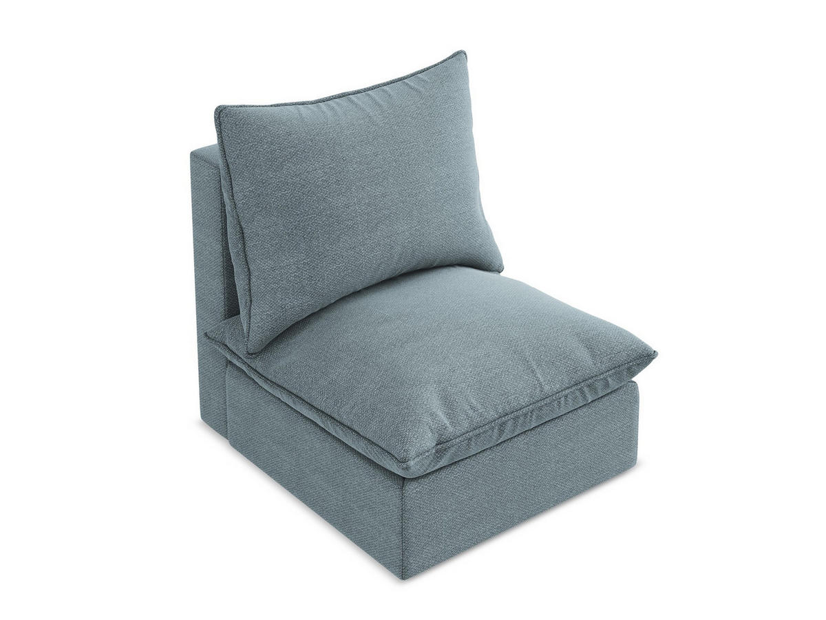 SOFAELEMENT Bouclé Stoff Blau - Pastellblau/Schwarz, Holzwerkstoff/Kunststoff (75/77/90cm) - Makamii