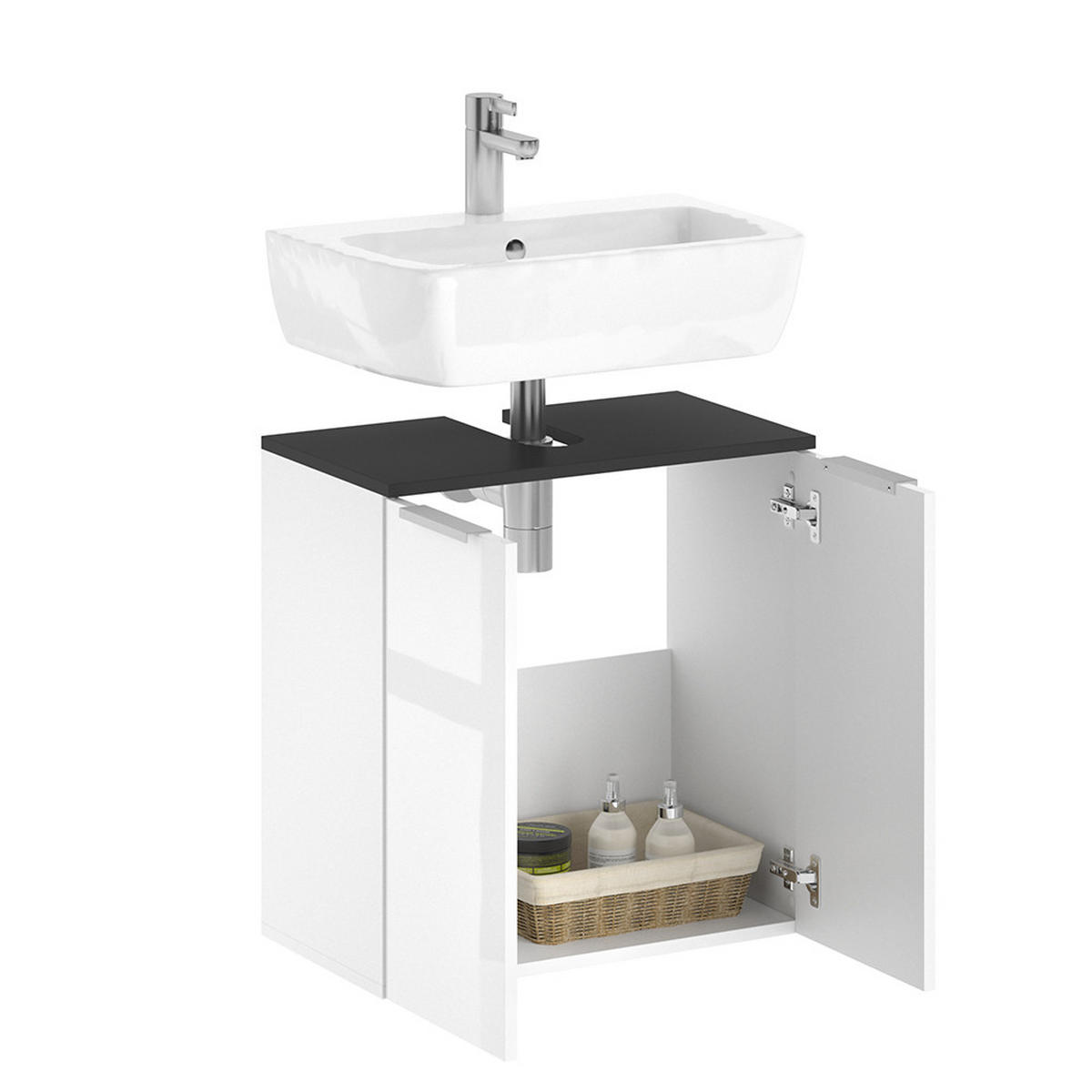 WASCHBECKENUNTERSCHRANK Otis Weiß Hochglanz 58 x 60 cm - Weiß Hochglanz, Holzwerkstoff (58/60/33cm) - Vicco