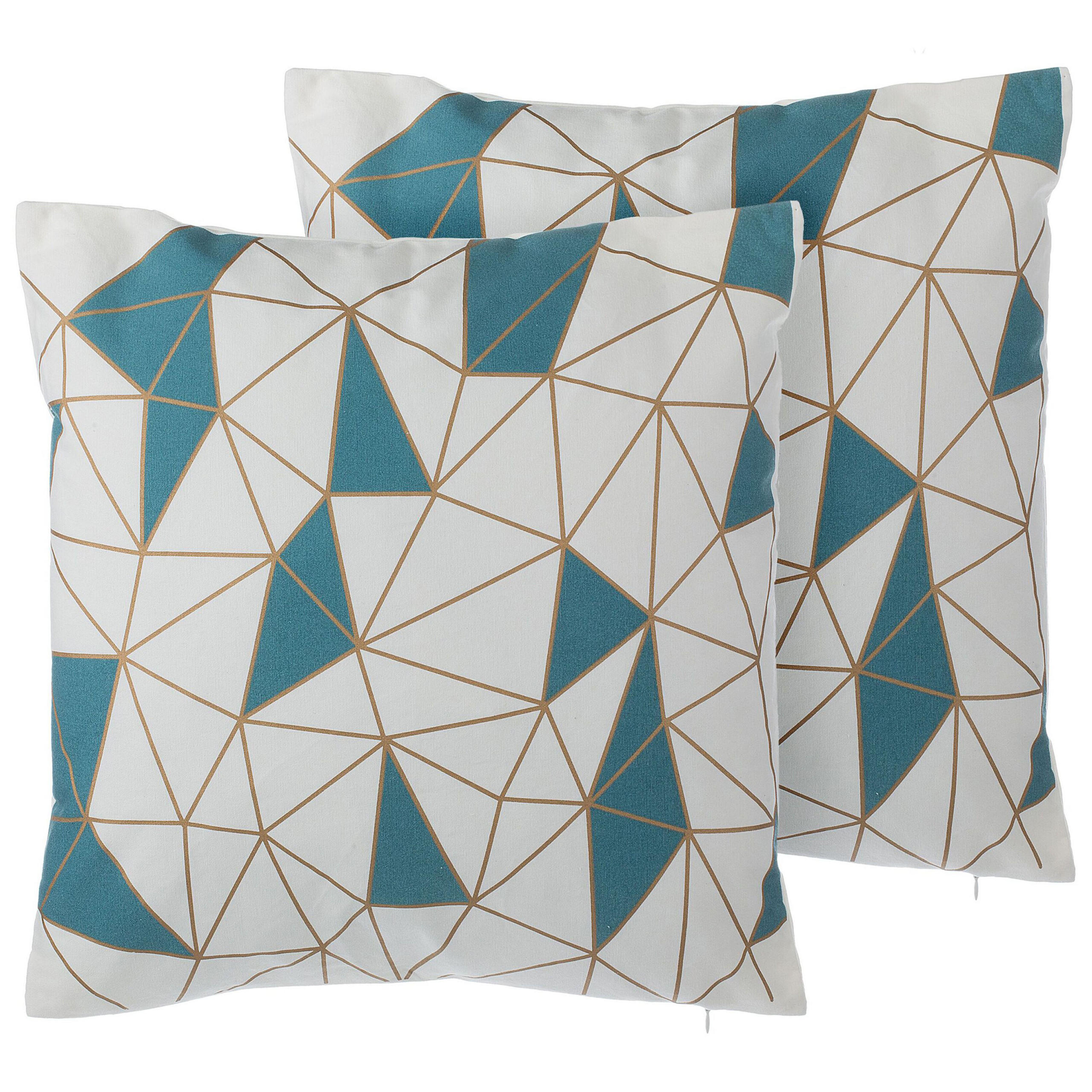 DEKOKISSEN 2er-Set Weiß 45/45 cm Clarkia - Weiß, Naturmaterialen/Textil (45/45cm) - Beliani