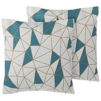 DEKOKISSEN 2er-Set Weiß 45/45 cm Clarkia - Weiß, Naturmaterialen/Textil (45/45cm) - Beliani