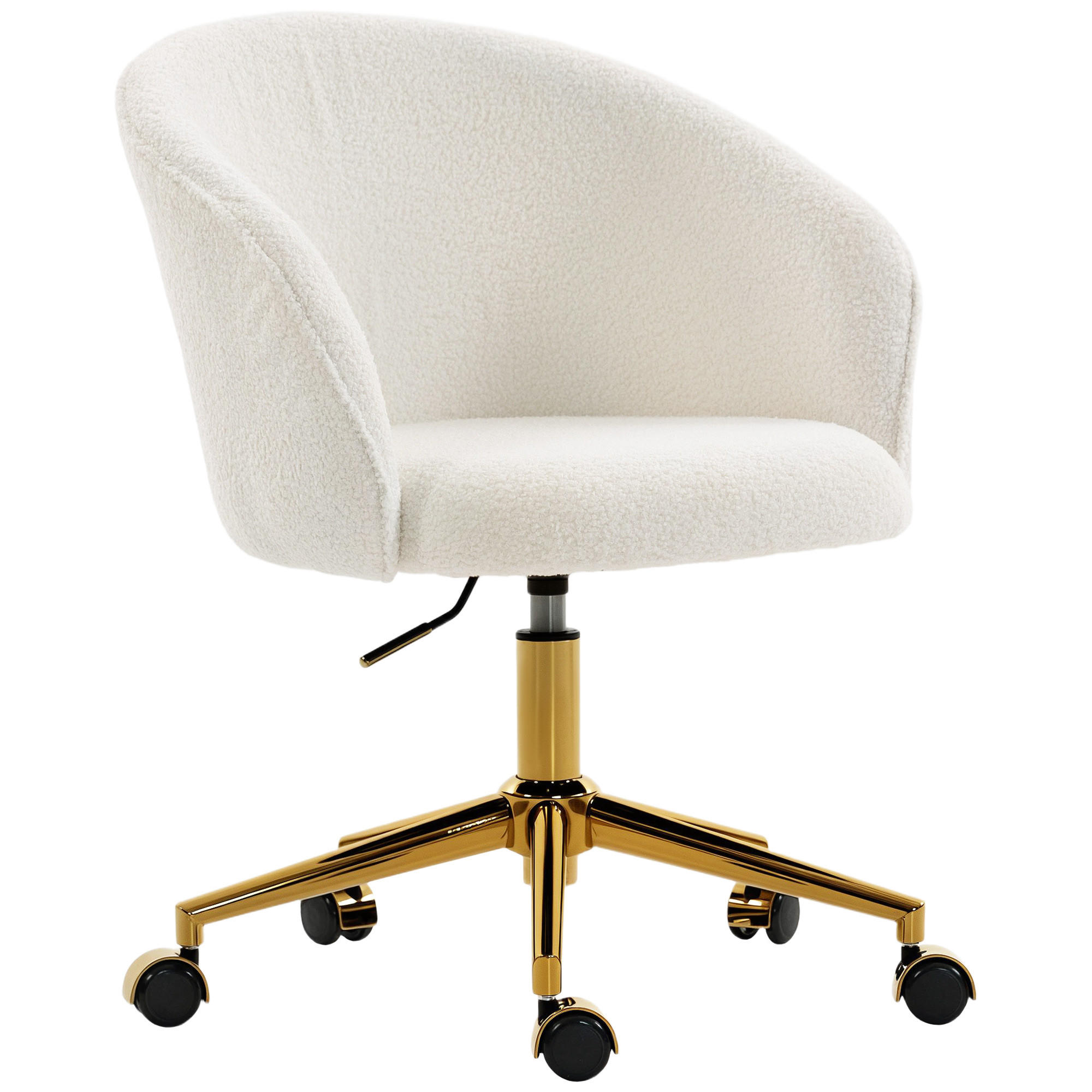 DREHSTUHL DE-11836 mit Teddy-Stoff & höhenverstellbar Creme - Creme, Metall (58.5/86/60cm) - ComfortXL