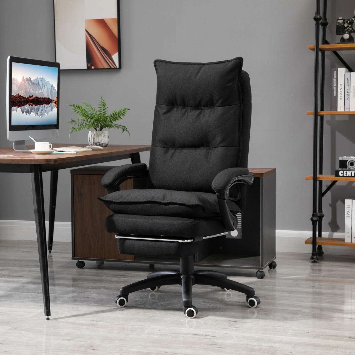 BÜROSTUHL mit Massagefunktion, Ergonomischer Schreibtischstuhl, Schwarz - Schwarz, Kunststoff (62/130/70cm) - Vinsetto