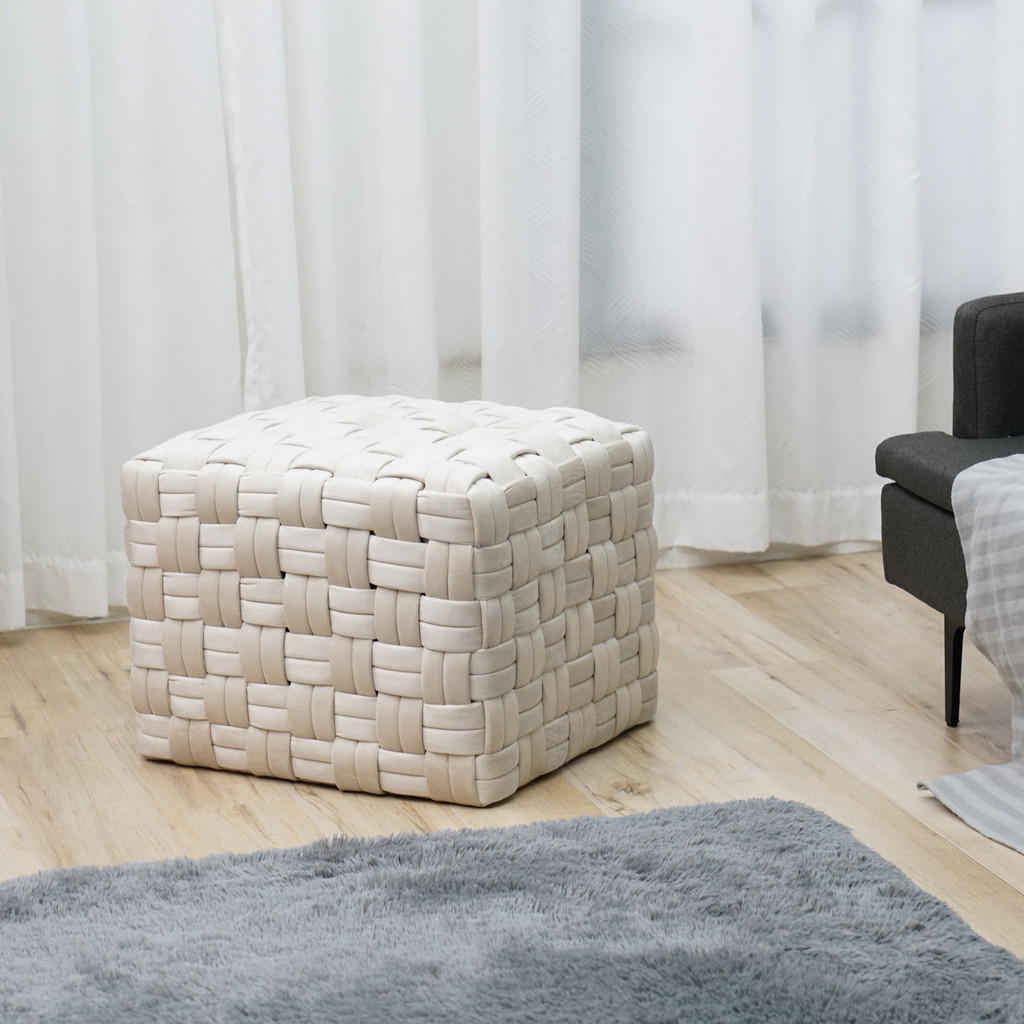 Thumbnail - Svita Hocker, Beige, Textil, 1-Sitzer, 50x42x55 cm, Wohnzimmer, Hocker, Sitzhocker
