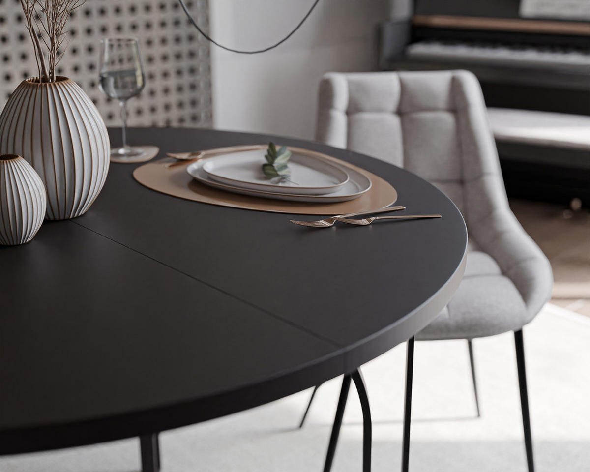 AUSZIEHTISCH ASTRO 100/76 cm, Schwarz - Schwarz, Holzwerkstoff/Metall (100/100/76cm) - Idohome