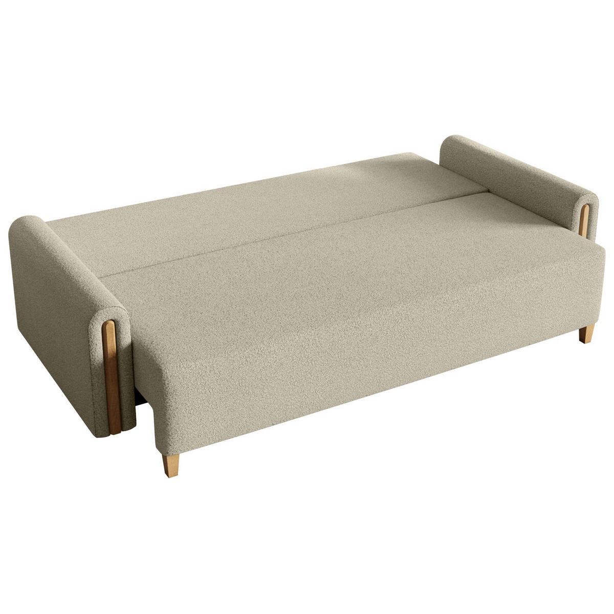 3-SITZER SCHLAFSOFA Majla Hellbeige - Ecru/Eichefarben, Holz/Textil (236/93/97cm) - Selsey