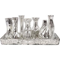 VASENENSEMBLE Poesie silberfarben 8-tlg. - Silberfarben, Glas (13cm) - FURNARO