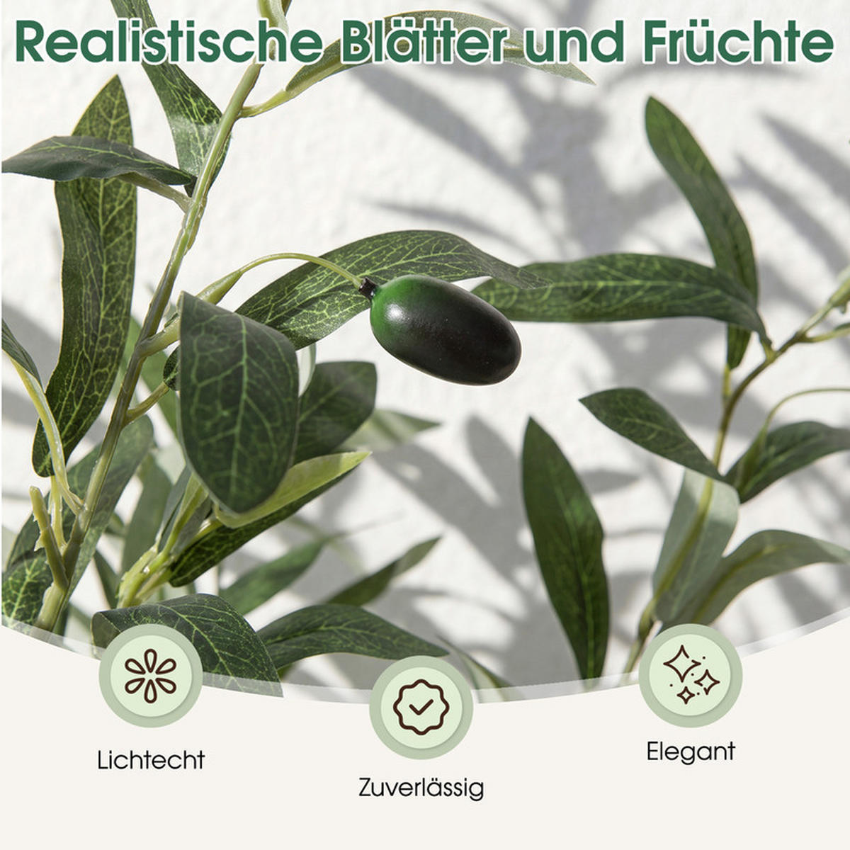 KUNSTOLIVENBAUM im Topf grün(2er-Set) - Grün, Kunststoff (150cm) - COSTWAY