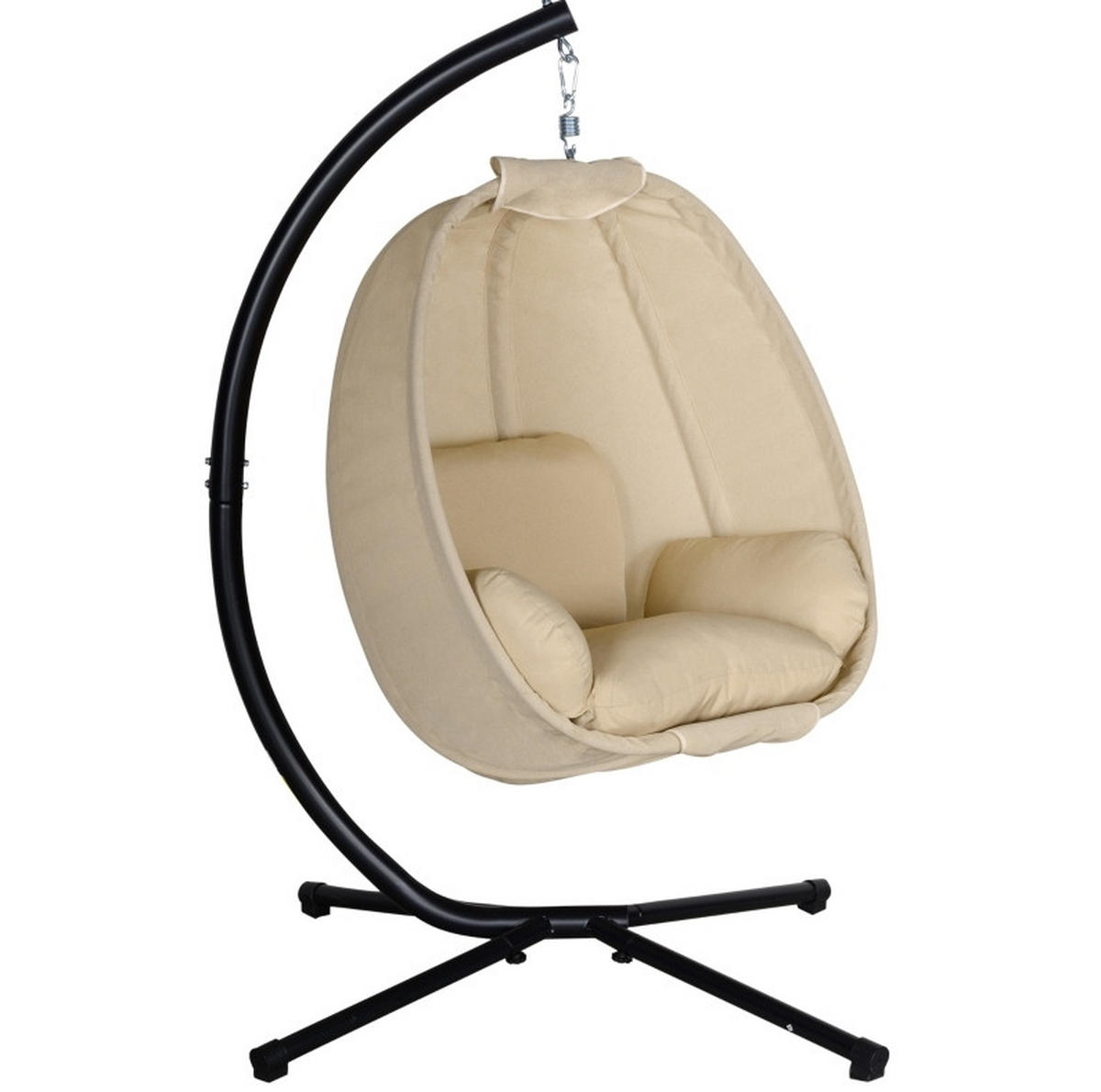 HÄNGESESSEL aus Metall 125x95x170 cm Beige mit weichem Kissen - Beige, Metall (95/170/125cm) - Modfu