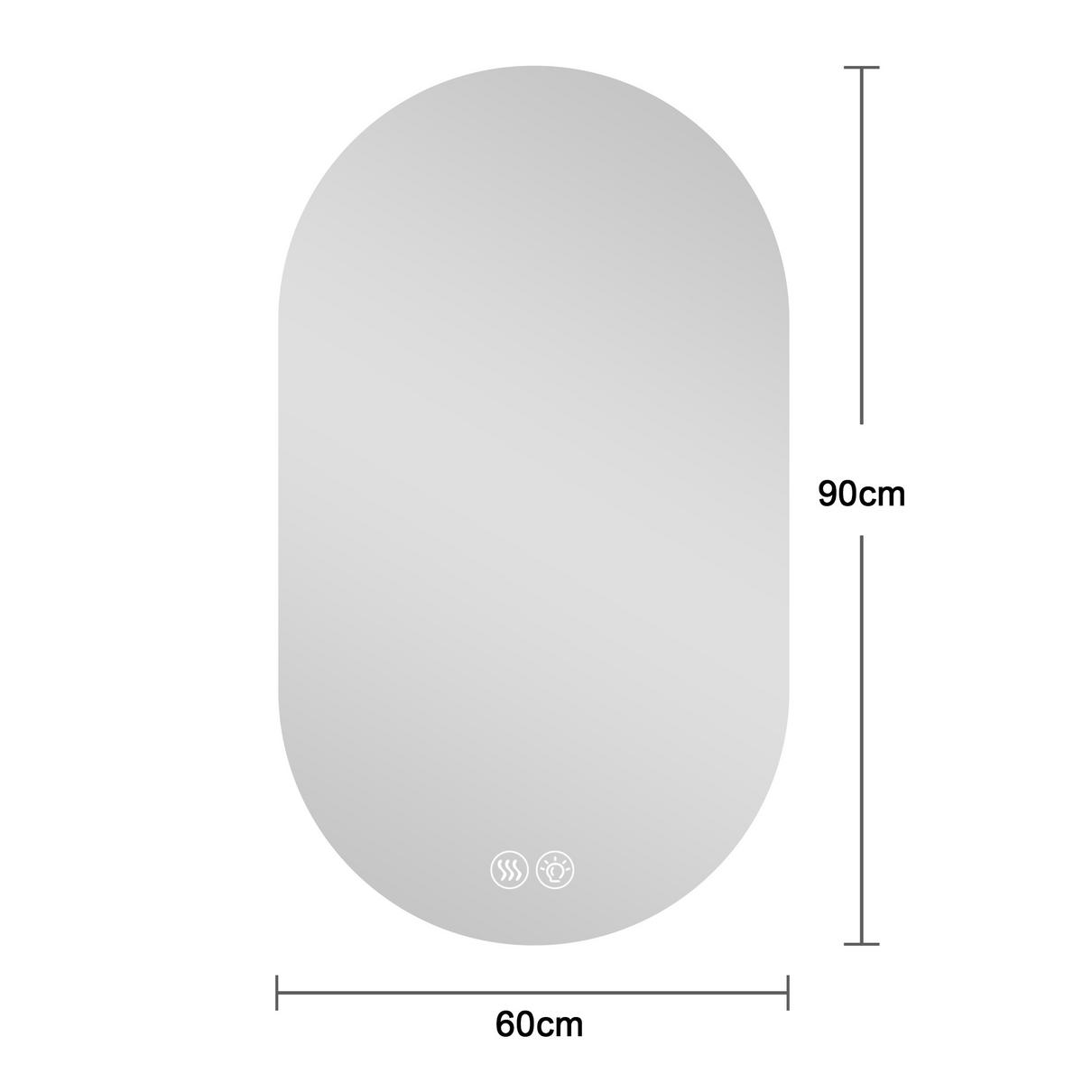 LED Badezimmerspiegel 60x90x3cm Silber, 3 Lichtfarben dimmbar mit Entspiegelung - Silberfarben, Glas (60/90/3cm) - Modfu