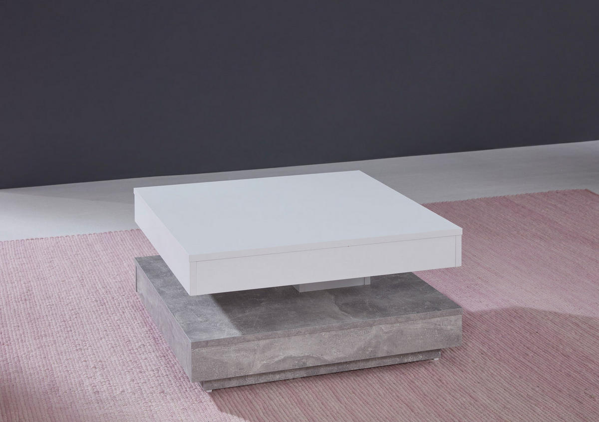 COUCHTISCH 1 Ablage Beton Dekor, weiss - Grau, Holzwerkstoff (70/70/35cm) - ebuy24