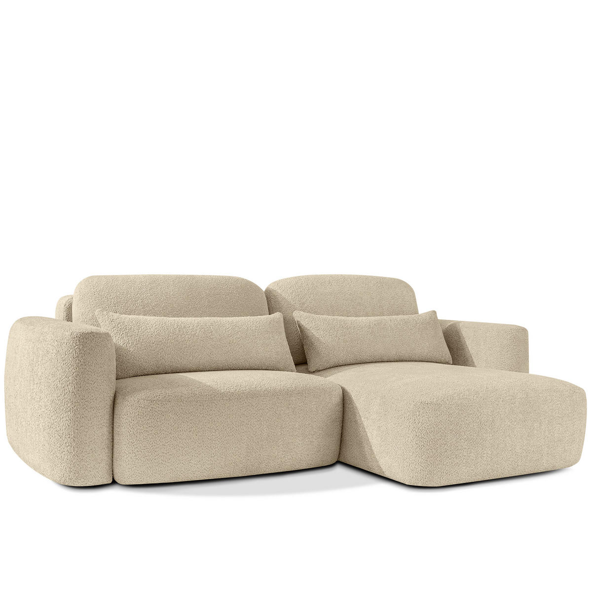 ECKSOFA rechts ELOSA - Beige, Holz/Textil (245/165cm) - KONSIMO®