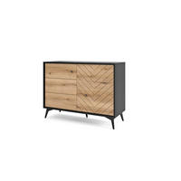 KOMMODE Diamond Eiche Evoke/Schwarz 104/39/77cm mit Schubladen - Eichefarben/Schwarz, Holzwerkstoff/Metall (104/77/39cm) - SIMKAM Furniture