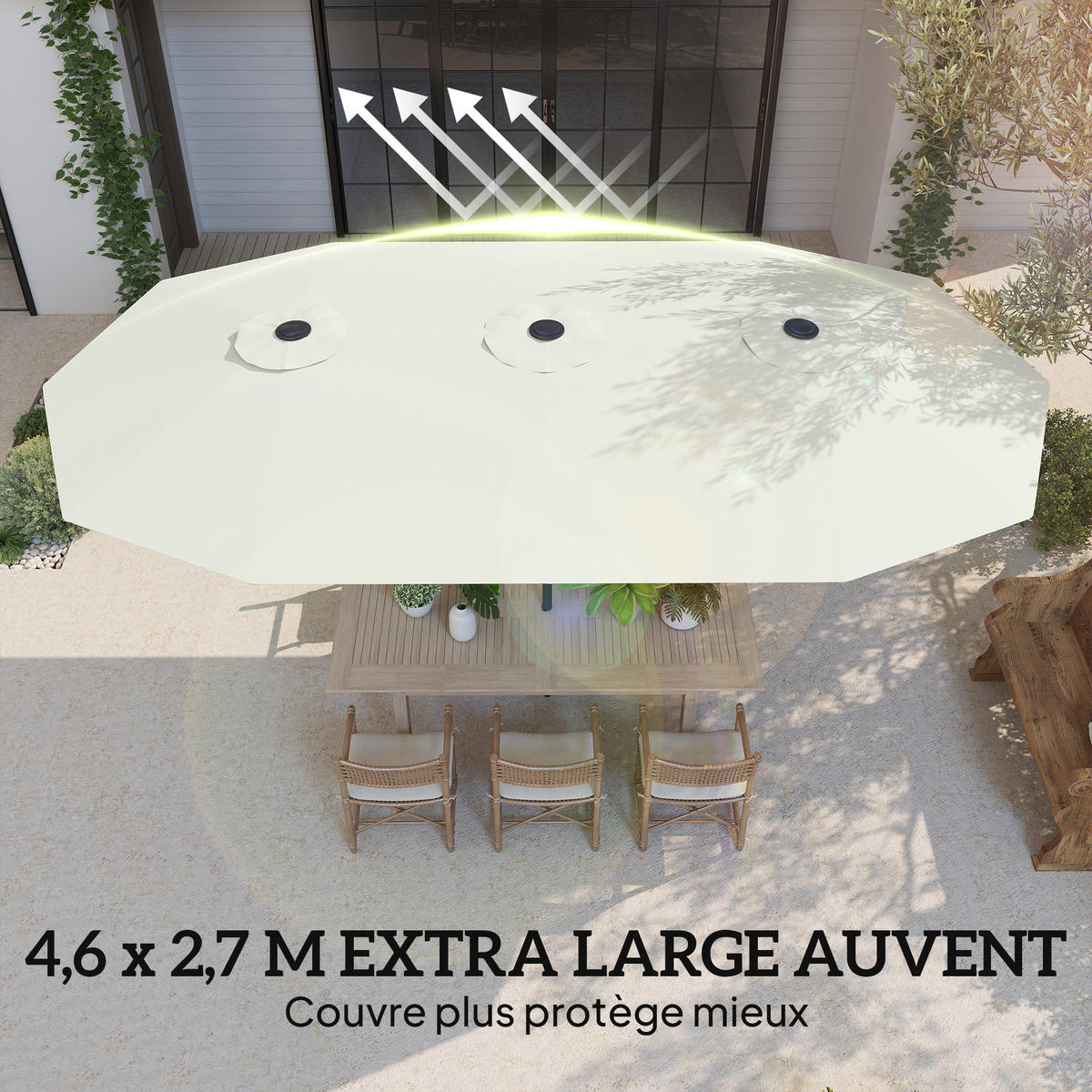 DOPPELSONNENSCHIRM Creme 4,6 m - Creme, Metall (459/266cm) - PANGIVO