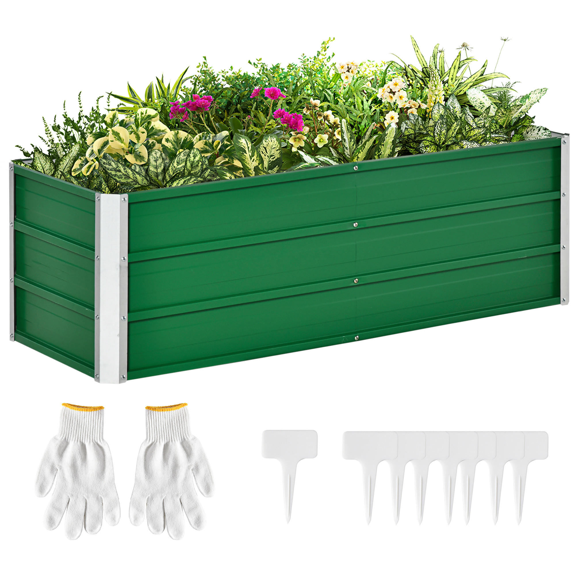 GARTENBEET, Blumenkübel mit Handschuhe, Grün, 125 x 47 x 40 cm - Grün, Holz (47/40/125cm) - Outsunny