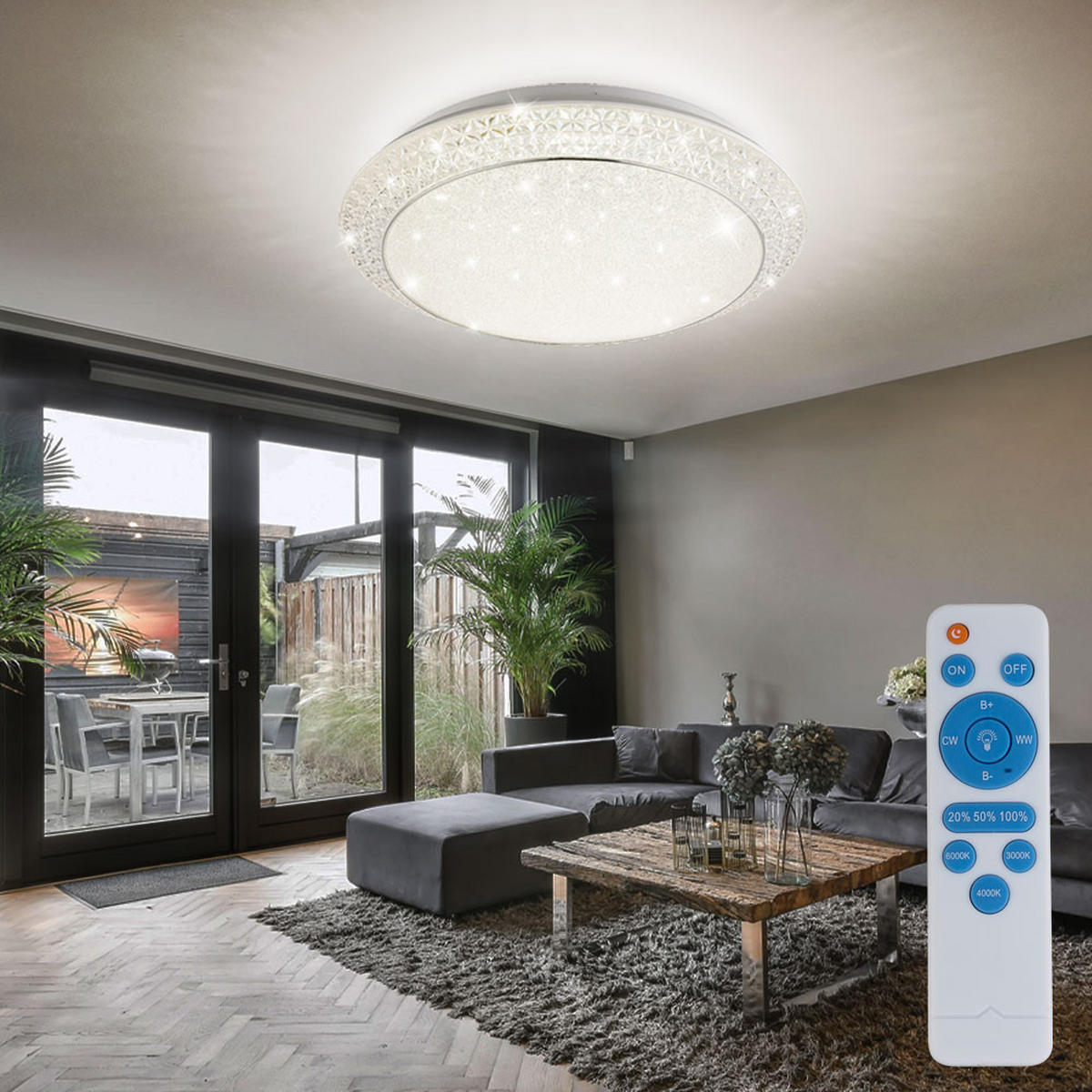 LED DECKENLEUCHTE Weiß mit Fernbedienung - Weiß, Metall (51/51/12cm)