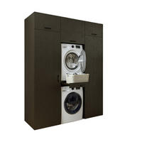 WASCHMASCHINENSCHRANK DUO-I 187cm Breit, 240cm Hoch - Schwarz, Holzwerkstoff (187/240/67cm)