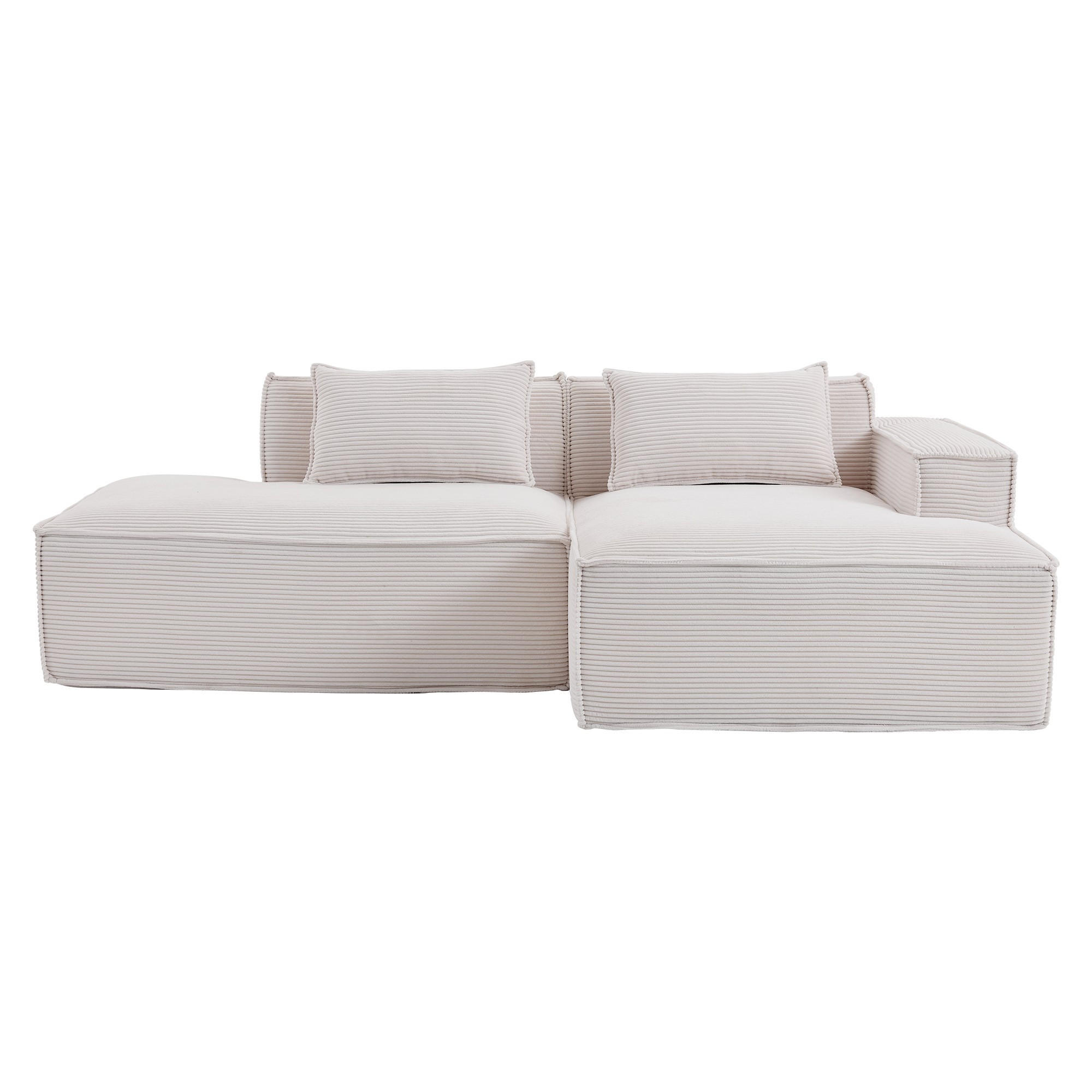 ECKSCHLAFSOFA L-/U-/2-er Sofa mit Schlaffunktion,Modulsofa,Cord,Weiß - Weiß, Textil (129/233cm) - LVHOM