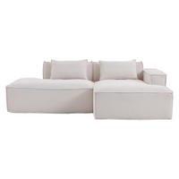 ECKSCHLAFSOFA L-/U-/2-er Sofa mit Schlaffunktion,Modulsofa,Cord,Weiß - Weiß, Textil (129/233cm) - LVHOM