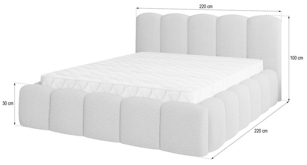 POLSTERBETT FALINA Q 200x200 cm mit Bettkästen - Beige - Beige, Holz/Textil - MASSENO