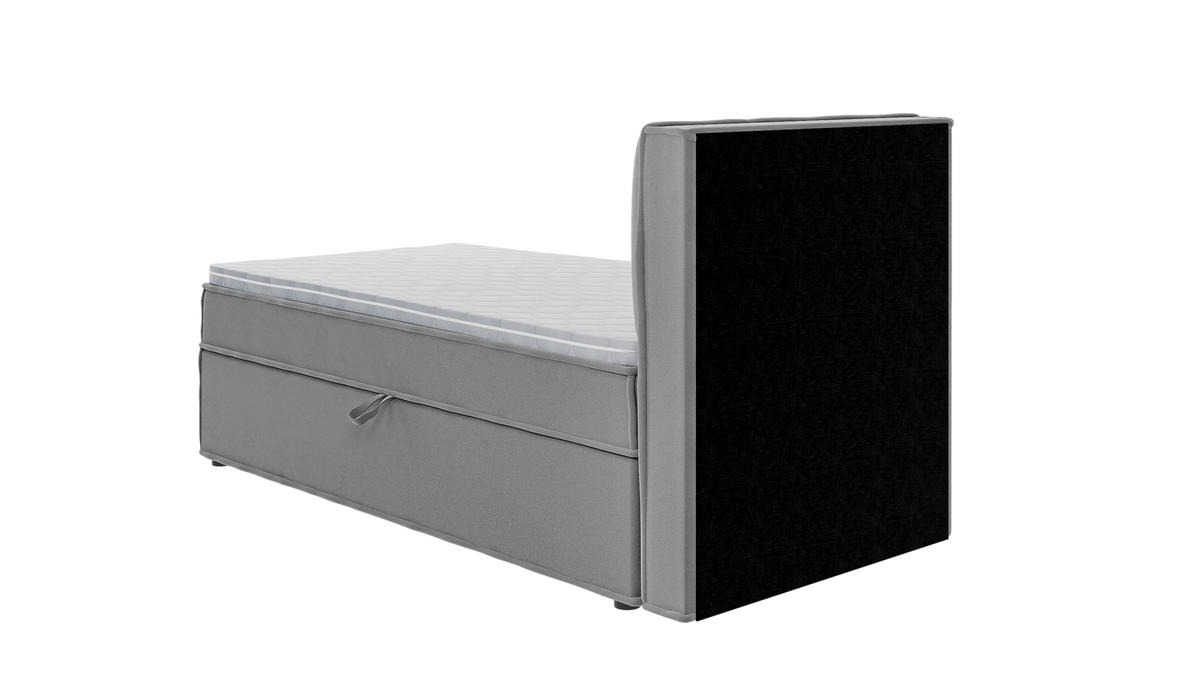 BOXBETT Eclipse 90/200 cm Grau Luxusmicrofaser - Schwarz/Grau, Holz/Kunststoff (90/200cm) - S-Style Möbel