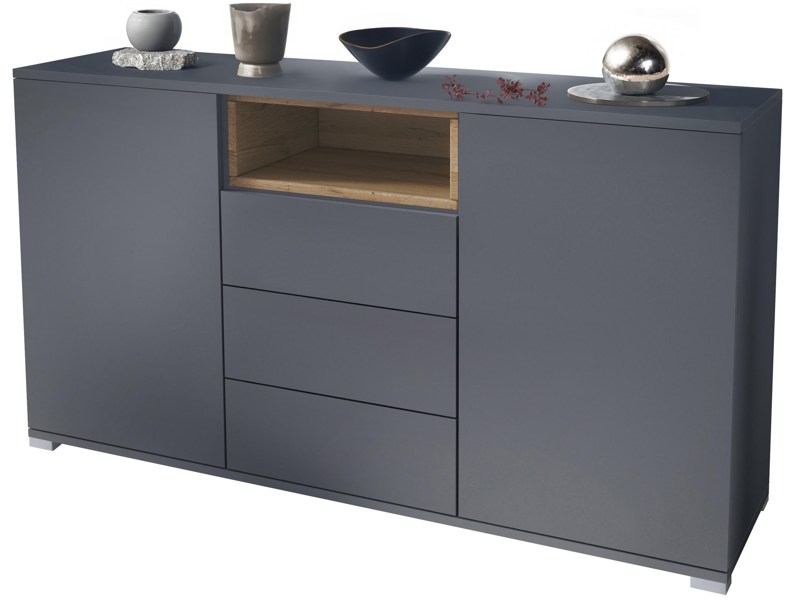 SIDEBOARD Skadu Eiche Natur - Eichefarben, Holzwerkstoff (138.5/75.5/35cm) - Vladon