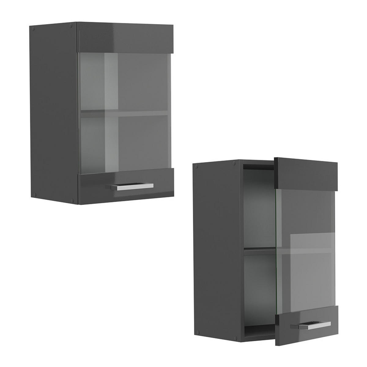 KÜCHENGLASHÄNGESCHRANK R-Line Anthrazit Hochglanz 40 cm - Schwarz Hochglanz/Anthrazit, Holzwerkstoff (40/60/31cm) - Vicco