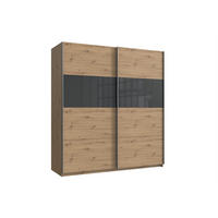 SCHWEBETÜRENSCHRANK Bramfeld in Artisan Eiche mit Grey Glas 180 x 198 x 65 cm (B x H x T) Kleiderschrank - Braun, Holzwerkstoff (80/200/120cm)