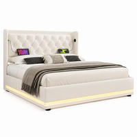POLSTERBETT mit Bettkasten USB & LED 140x200 cm PU Weiß - Weiß, Metall (140/200cm) - Meubliv