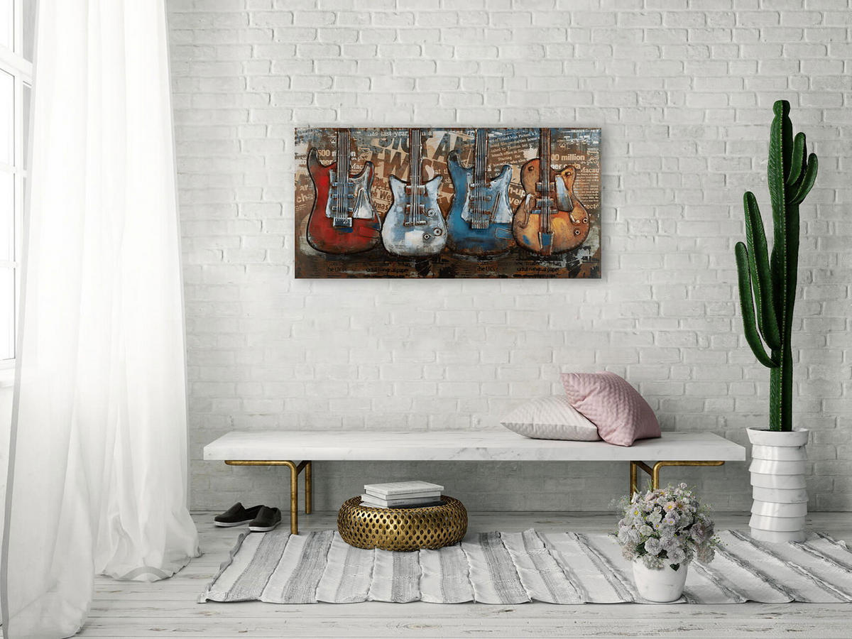 METALLBILD Bunt 100/50 cm - Multicolor, Metall (2.5/50cm) - KUNSTLOFT