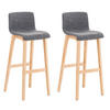 BARHOCKER 2er Set Stoff hellgrau - Eukalyptusholzfarben/Hellgrau, Holz/Textil (41/101/46cm) - CLP