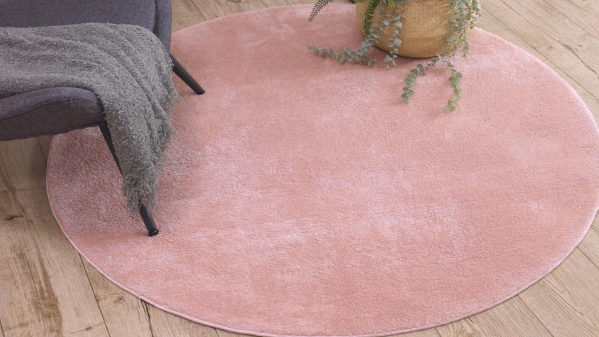 COVOR de spalat modern LINDO cerc roz, anti-alunecare, shaggy 200 cm - roz aprins, material textil (200/200cm) - rugsX