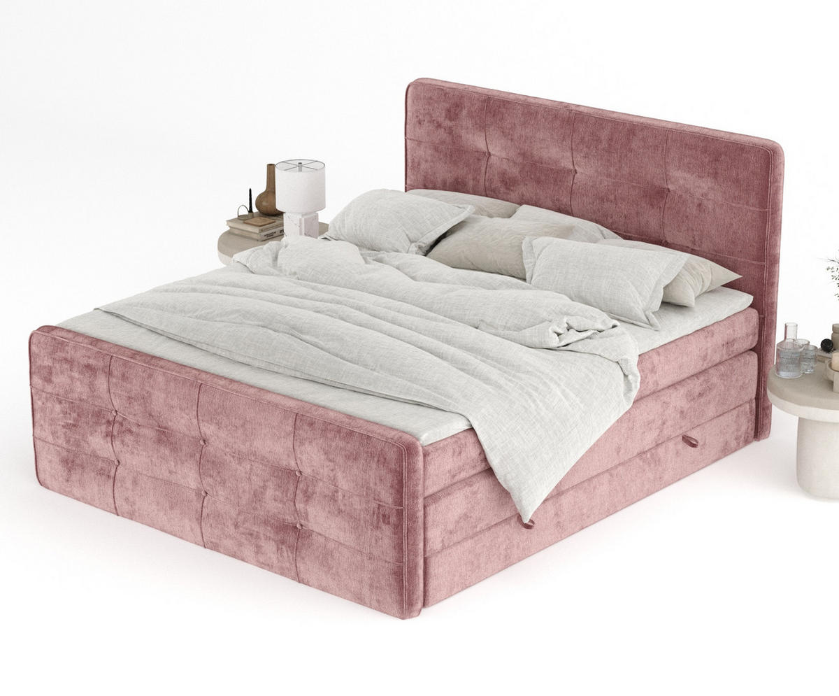 BOXSPRINGBETT Semplice Rosa 200/200 cm - Schwarz/Rosa, Holz/Holzwerkstoff (200/200cm) - Maison de Reve