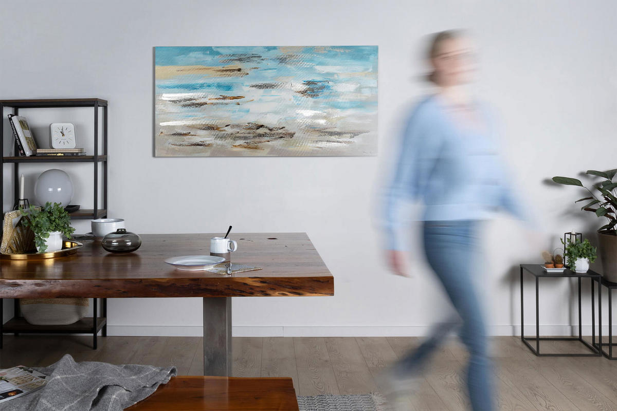 ÖLGEMÄLDE 140/70 cm - Blau/Grau, Holz/Textil (2.2/70cm) - KUNSTLOFT