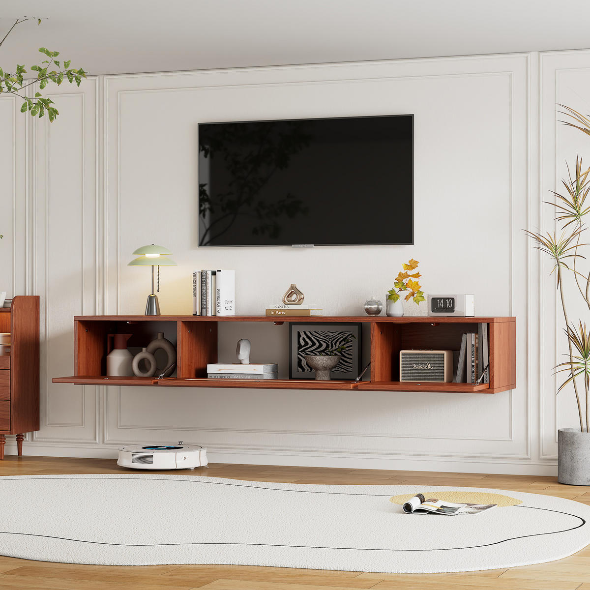 JEDÁLENSKÝ STÔL Okrúhly 80 cm orech & čierny – Kompakttisch s kovbeinen im Retro-dizajn - dub sonoma, kompozitné drevo (80/80/75cm) - Urban Meuble