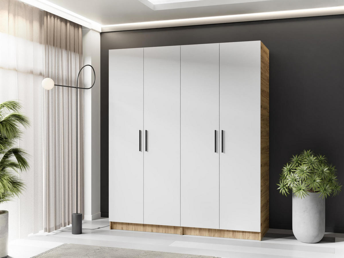 ŠATNÍ SKŘÍŇ GOLD Dub Craft & Bílá - bílá/medově dubová, kompozitní dřevo (78/205/52.5cm) - Kier Furniture