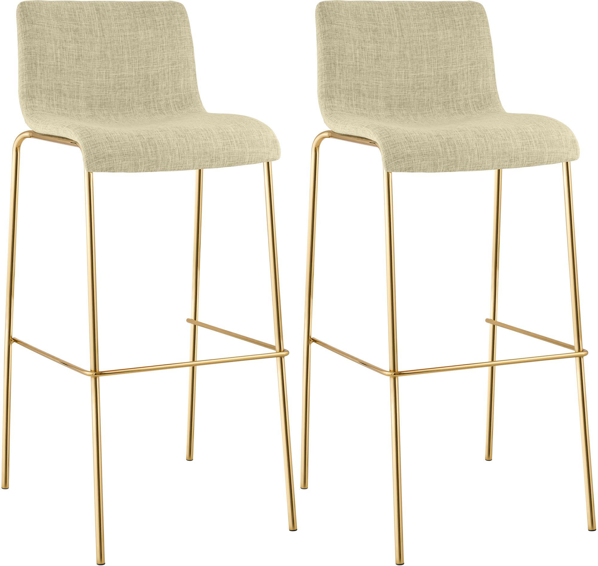 BARHOCKER 2 Stoff Creme - Goldfarben/Creme, Textil/Metall (43/100/48cm) - CLP
