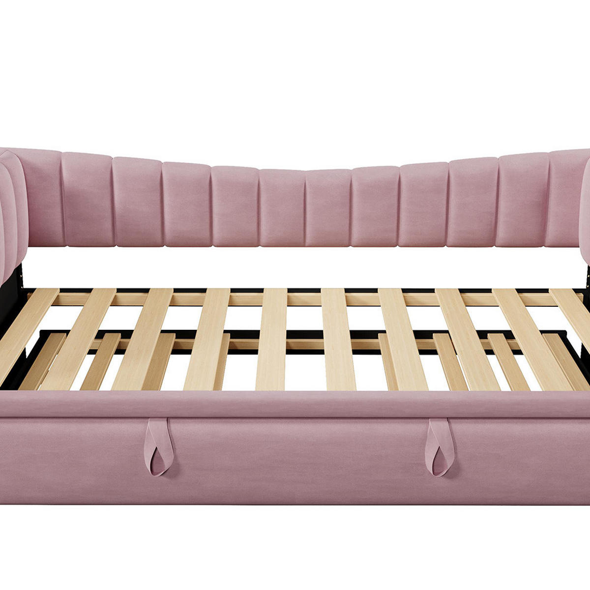 EINZELBETT 90 x 200cm mit Ziehbett(Ohne Matratze),Rosa - Pink, Holz/Textil (90/200cm) - KOMHTOM