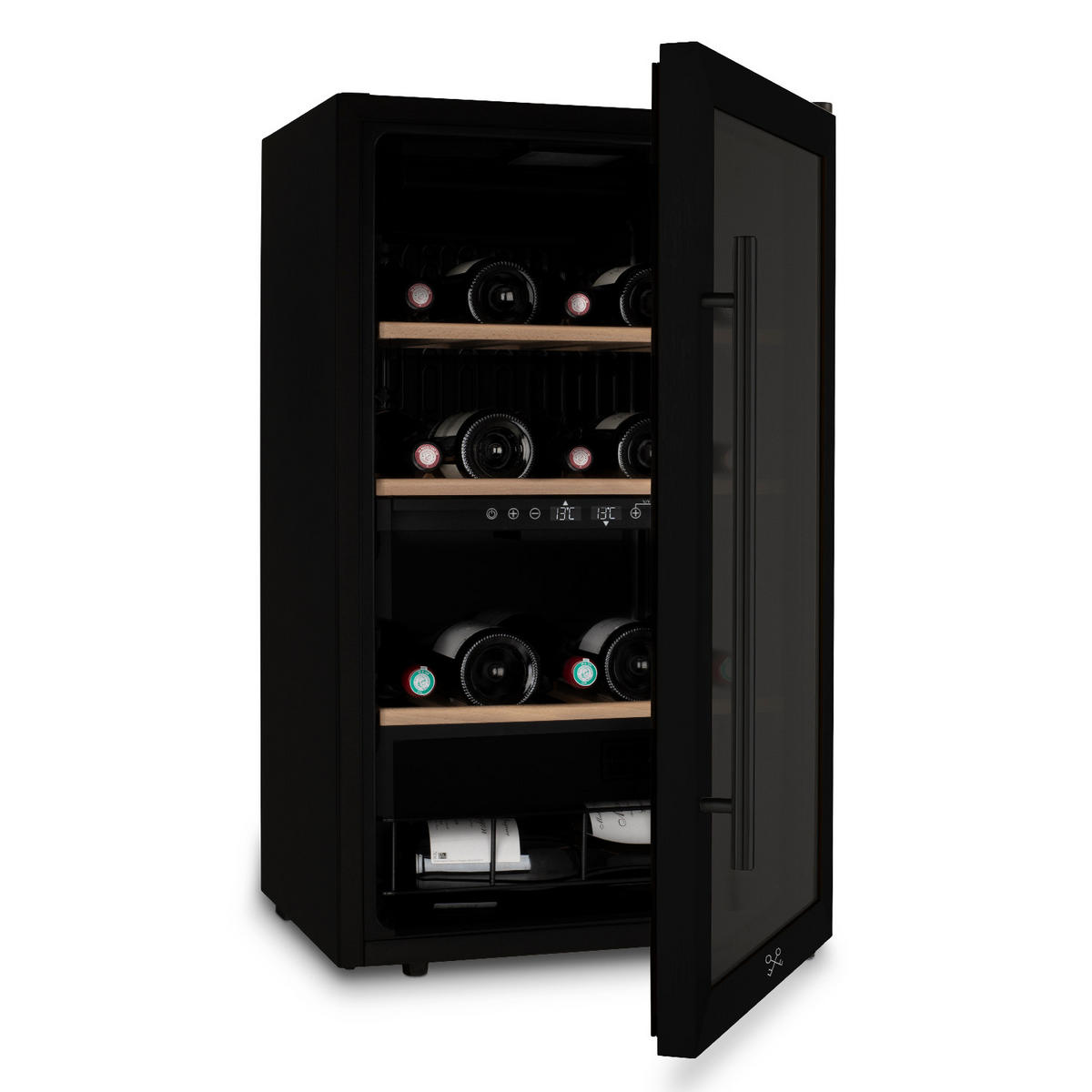 WEINKÜHLSCHRANK CAVCEB32 Schwarz, 32 Flaschen, Kapazität 82 L, Elegantes Design aus Edelstahl, Anti-UV, LED - Schwarz, Metall (38/83/57.5cm) - Les Petits Champs