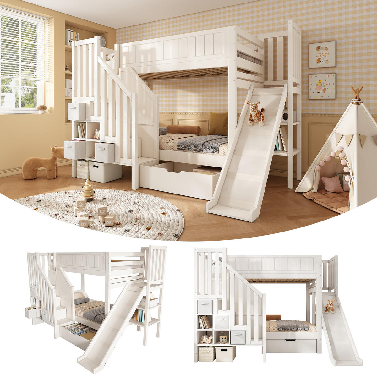 ETAGENBETT 90/200 cm Weiß - Weiß, Holz - Raumix