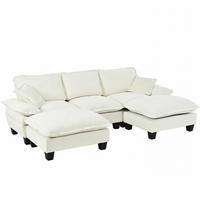 ECKSOFA 263/151/90 cm Beige aus Chenille mit 2 Ottomanen - Beige, Textil (151/263cm) - OKWISH