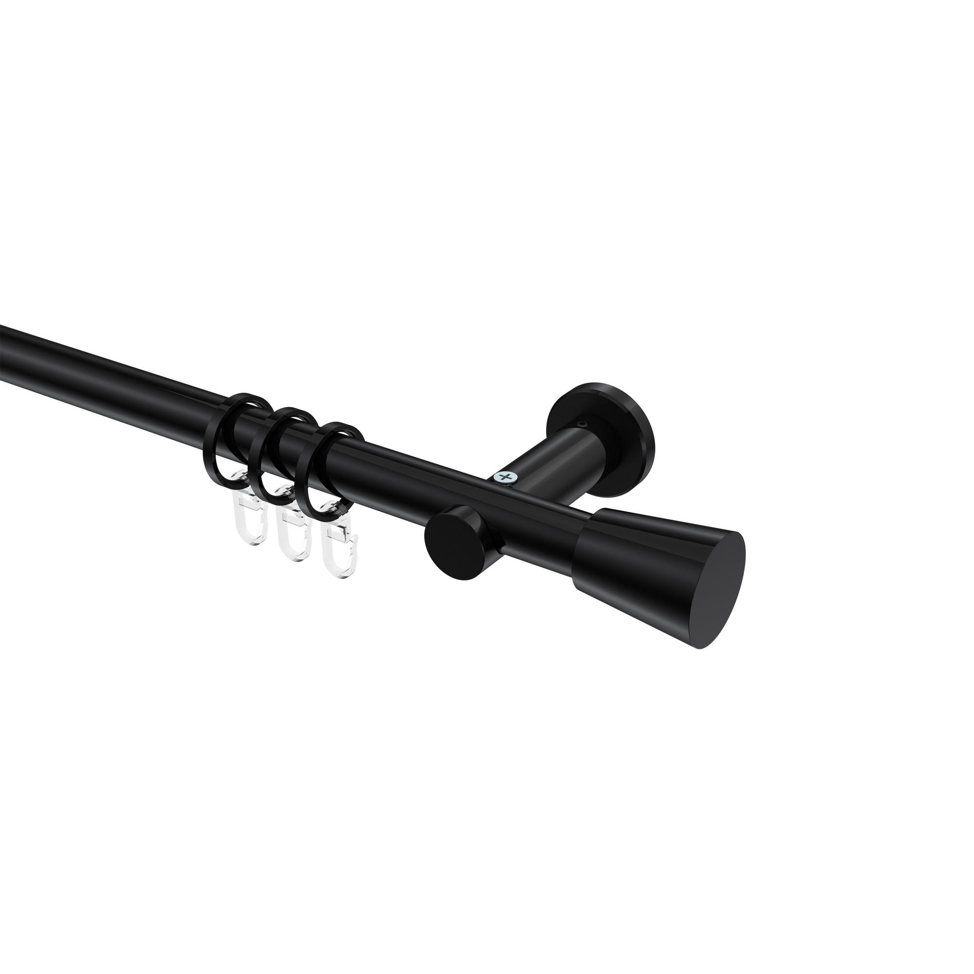 GARDINENSTANGEN-SET Platon Sitra 140 cm, 1-läufig, 20 mm Ø Schwarz - Schwarz, Metall (140cm) - INTERDECO