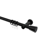 GARDINENSTANGEN-SET Platon Sitra 280 cm (geteilt in 2 x 140 cm), 1-läufig, 20 mm Ø Schwarz - Schwarz, Metall (280cm) - INTERDECO