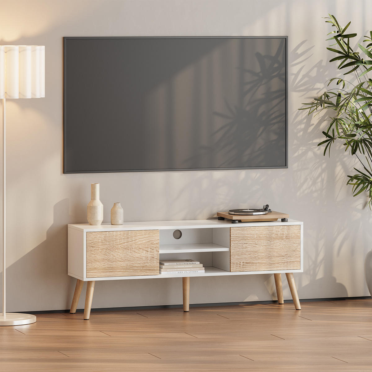 LOWBOARD Eskilstuna - Eichefarben, Holz/Holzwerkstoff (120/46.5/29.5cm) - [en.casa]