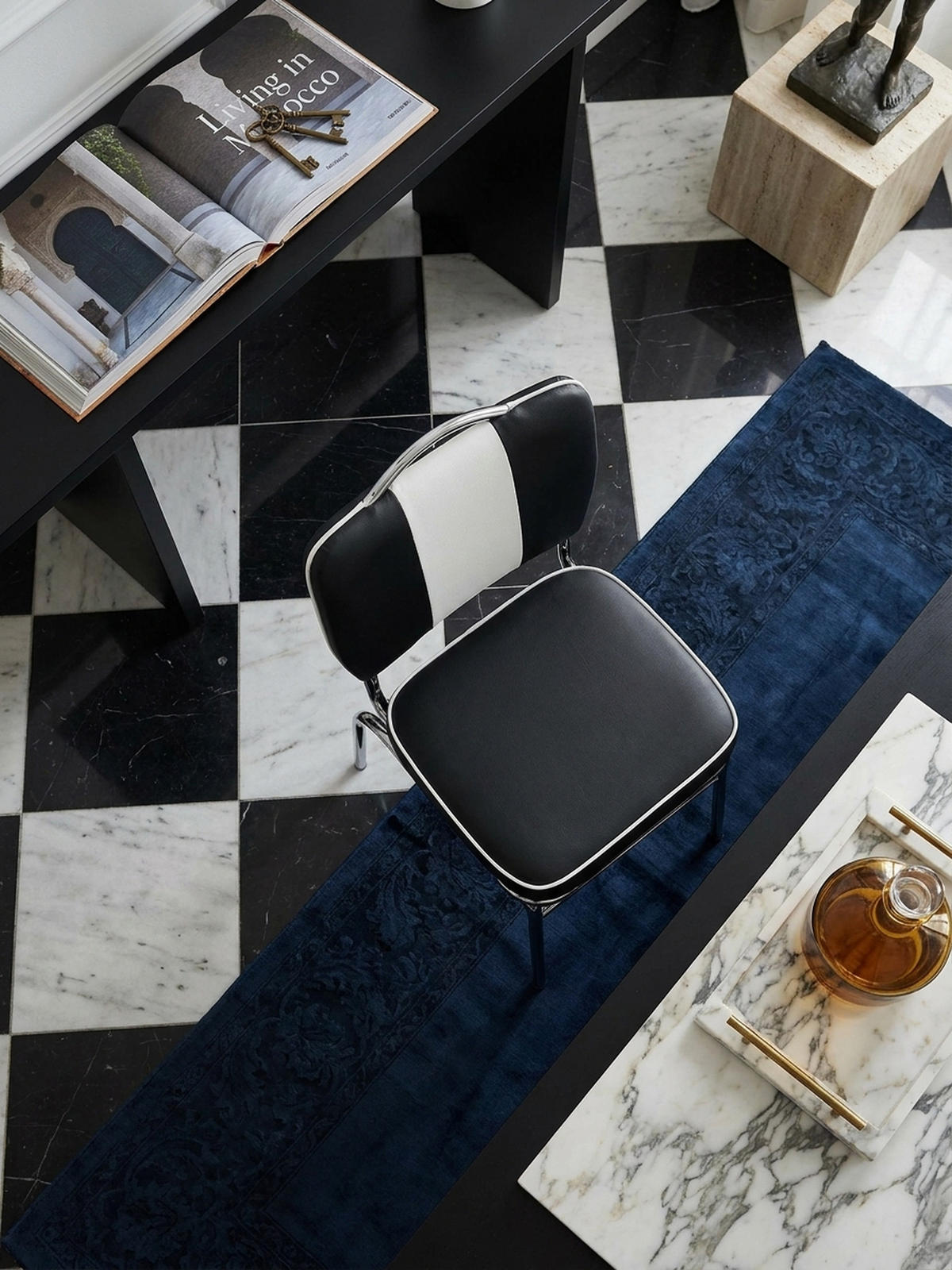 ESSZIMMERSTUHL Kunstleder mit Metallgestell Retro 50er Jahre gepolstert, Schwarz 47x45x90 cm - Silberfarben/Schwarz, Kunststoff/Textil (47/90/45cm) - KADIMA DESIGN
