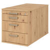 ROLLCONTAINER - mit 3 Schubladen 80/42,8/51,2 cm in Wildeiche Streifengriff (Kunststoff) - Wildeiche, Holzwerkstoff (42.8/51.2/80cm) - bümö