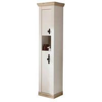 BAD-HOCHSCHRANK Pinie weiß, Oslo Pinie Landhaus, Badschrank, 42 x 200 cm - Dunkelgrau/Weiß, Holzwerkstoff/Metall (42/200/35cm) - Furn.Design