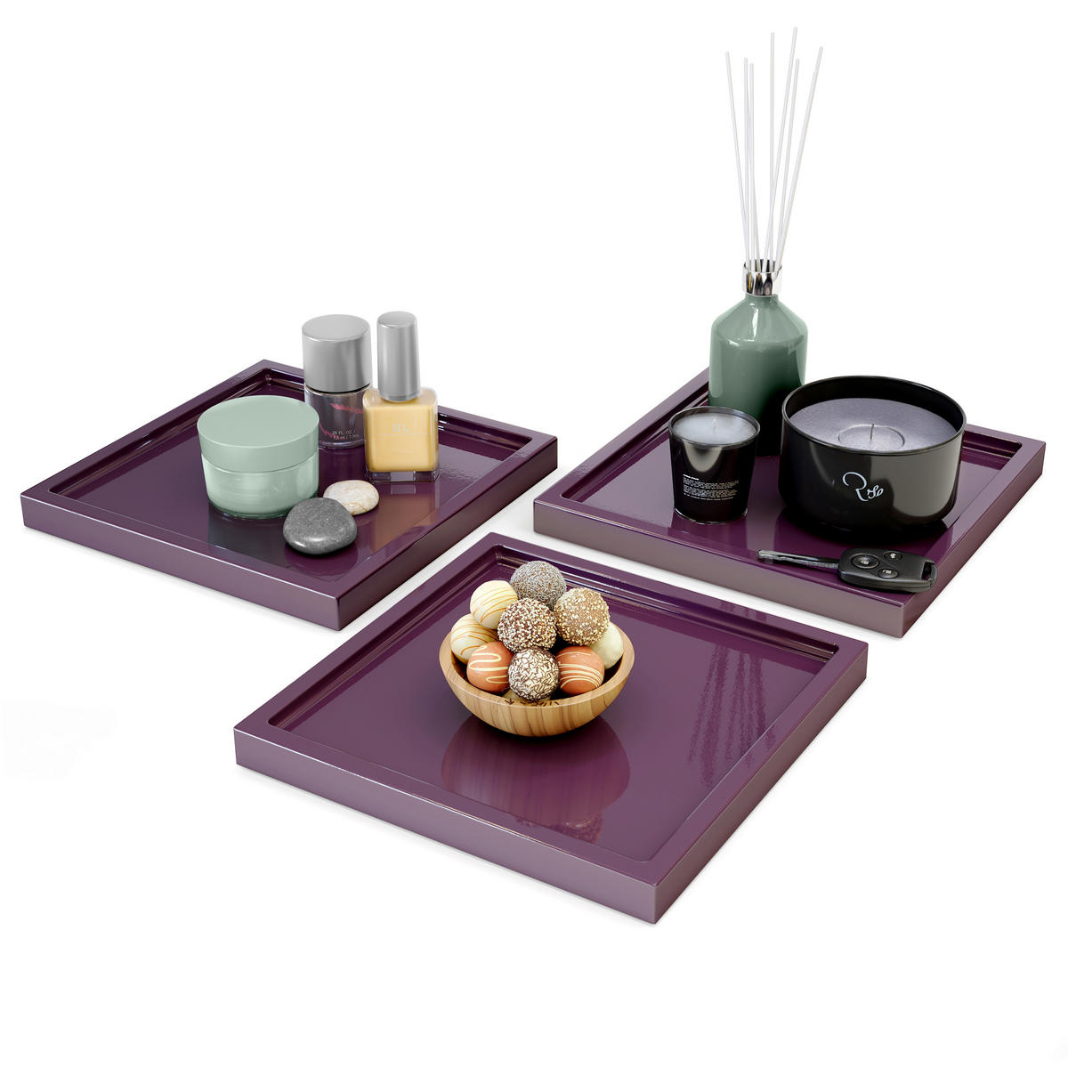 DEKOSCHALE Maya Brombeer Hochglanz - Brombeere, Holzwerkstoff (1.8cm) - Vladon